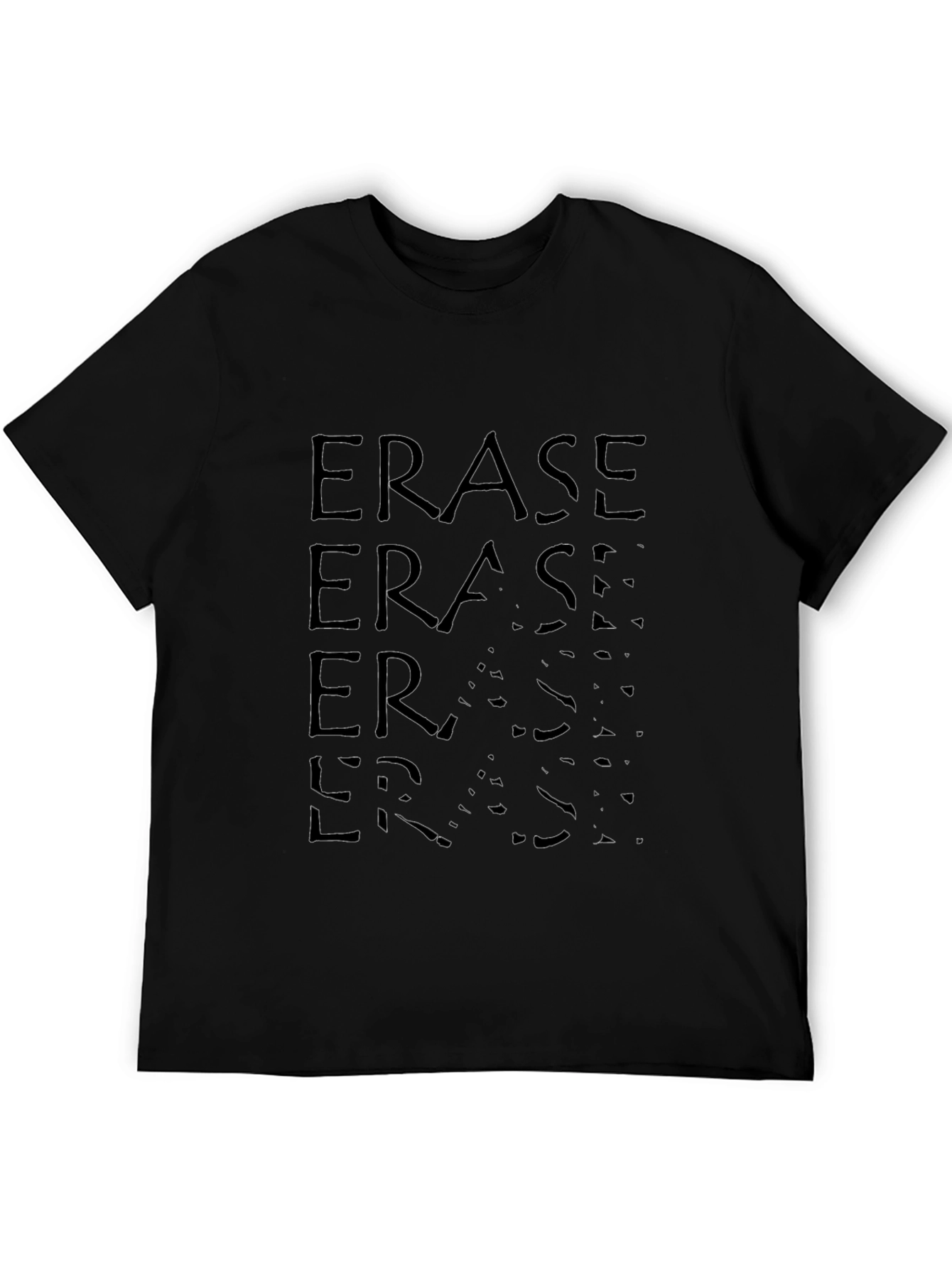 Eraser Fade Black Graphic Tee - Casual Soft Cotton T-Shirt