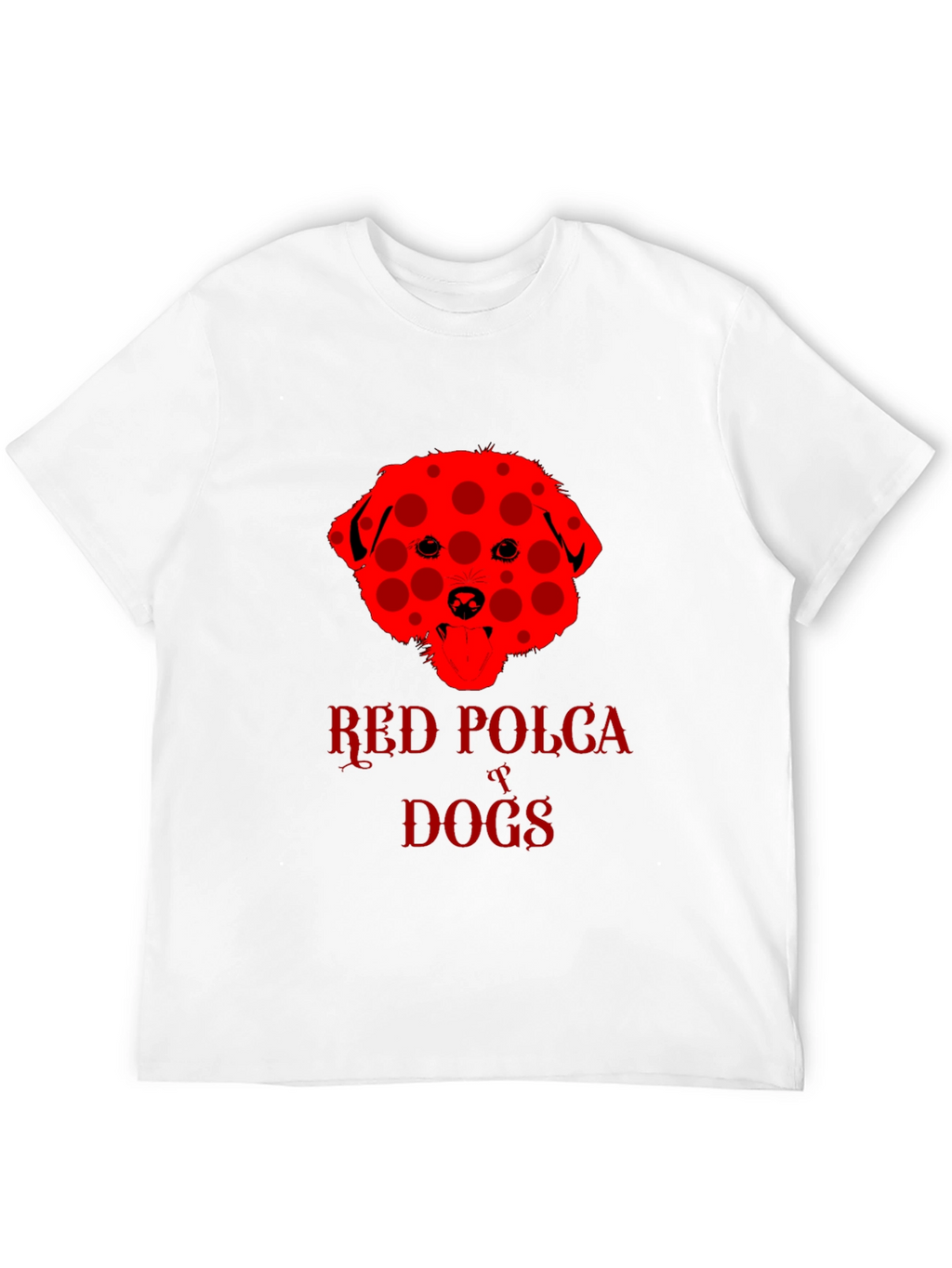 Red Polka Dot Dog T-Shirt Black Crew Neck Tee