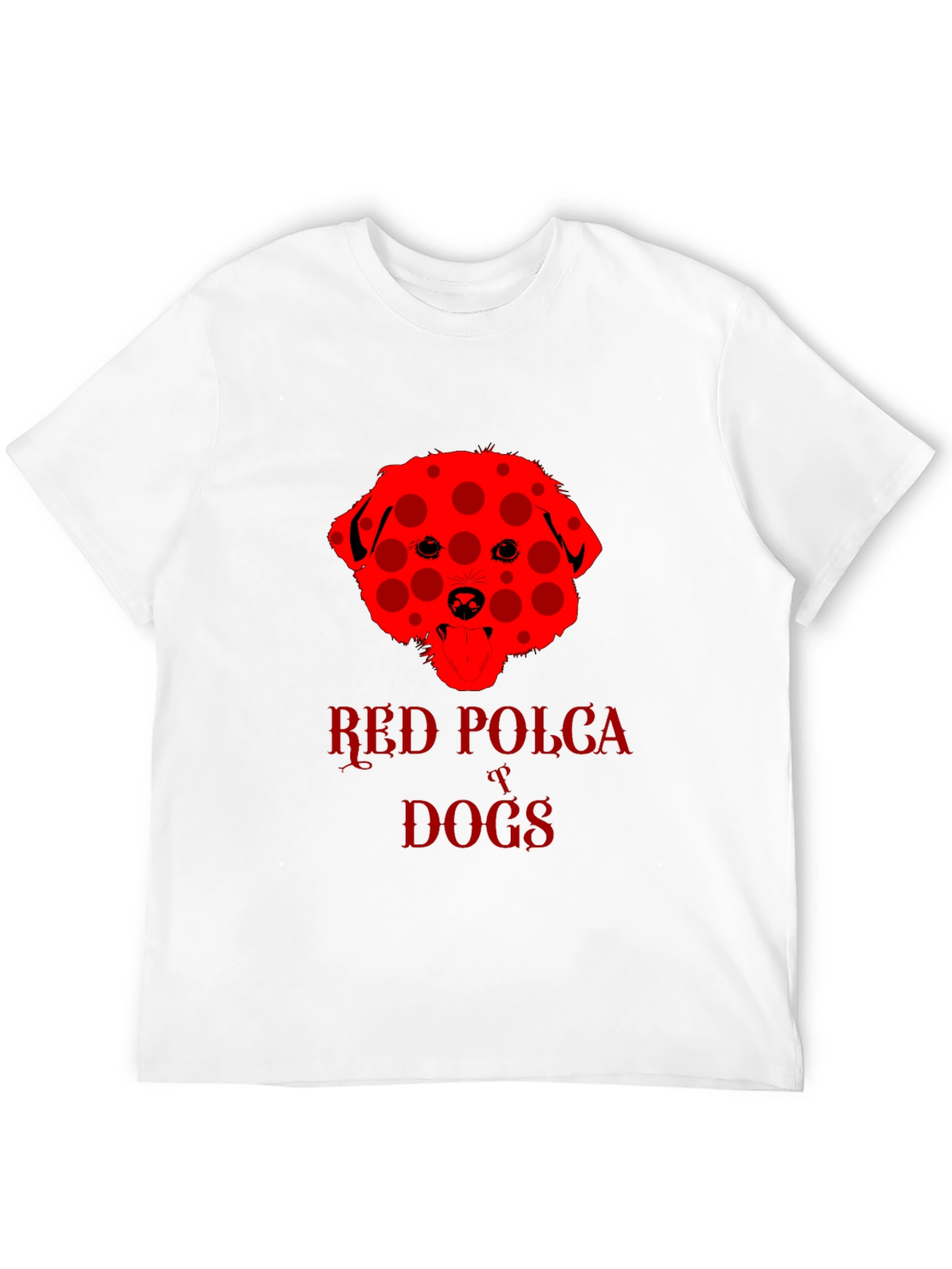 Red Polka Dot Dog T-Shirt Black Crew Neck Tee