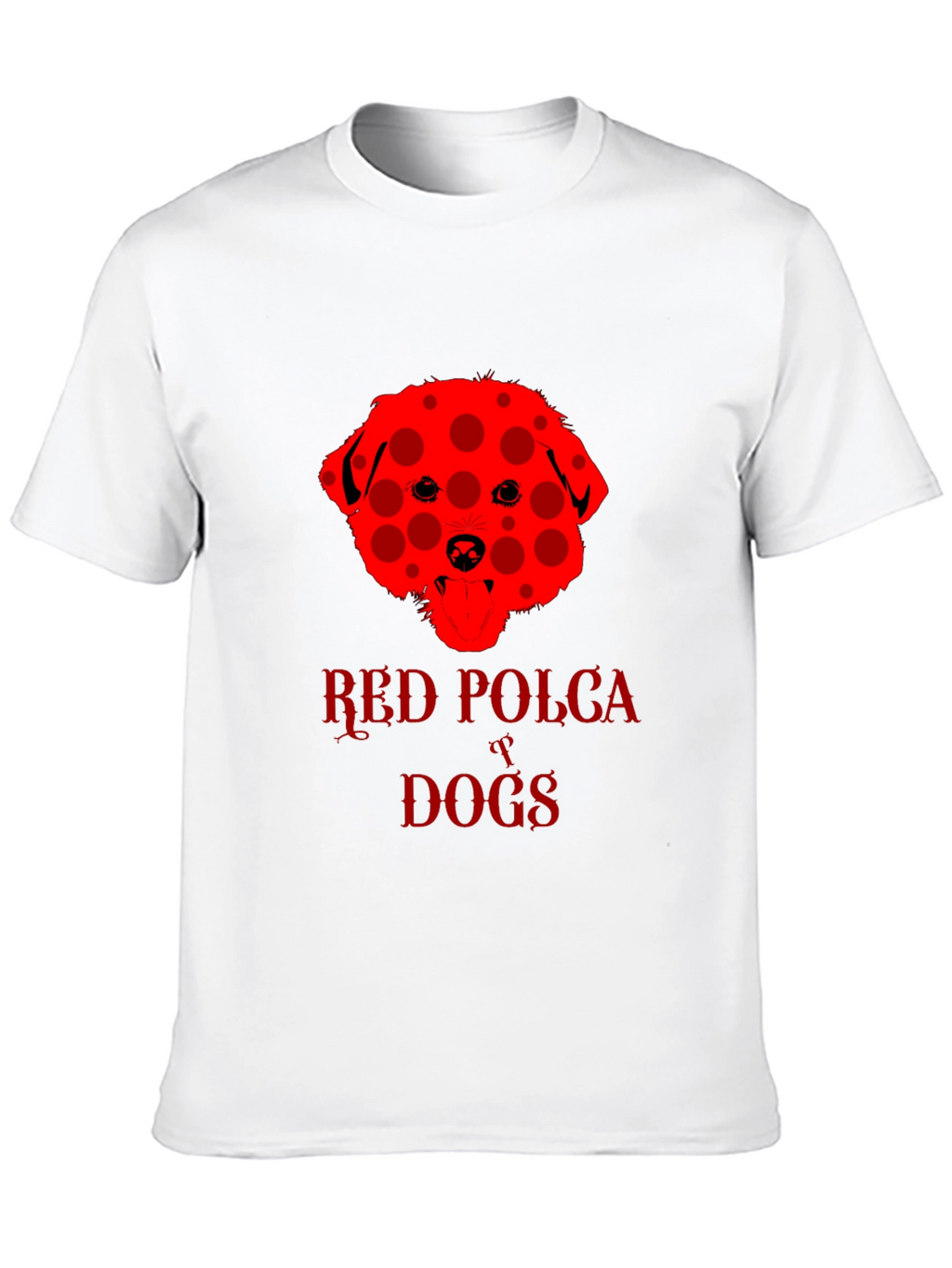 Red Polka Dot Dog T-Shirt Black Crew Neck Tee