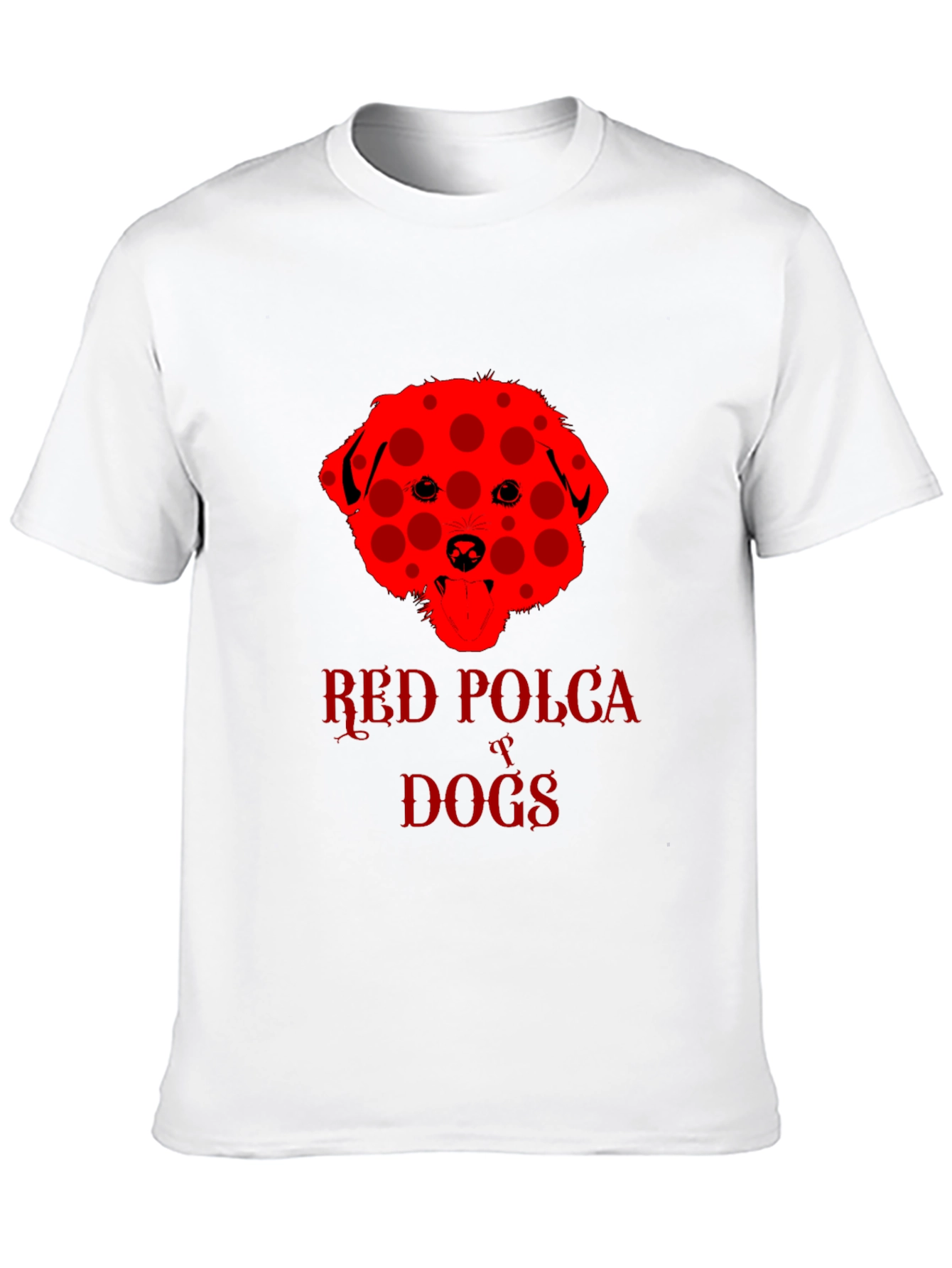 Red Polka Dot Dog T-Shirt Black Crew Neck Tee
