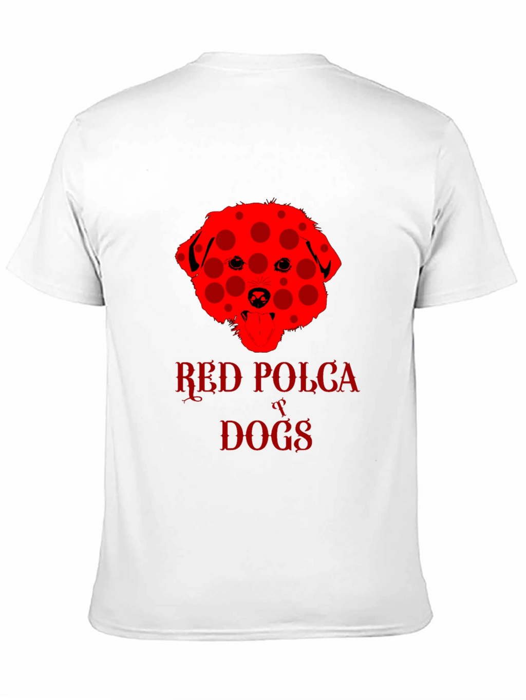 Red Polka Dot Dog T-Shirt Black Crew Neck Tee