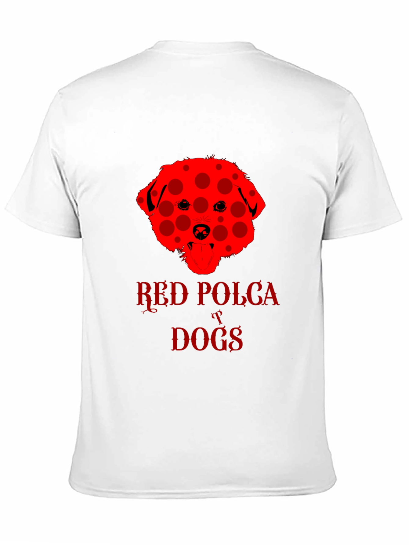 Red Polka Dot Dog T-Shirt Black Crew Neck Tee