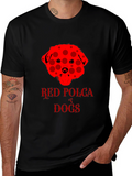 Red Polka Dot Dog T-Shirt Black Crew Neck Tee