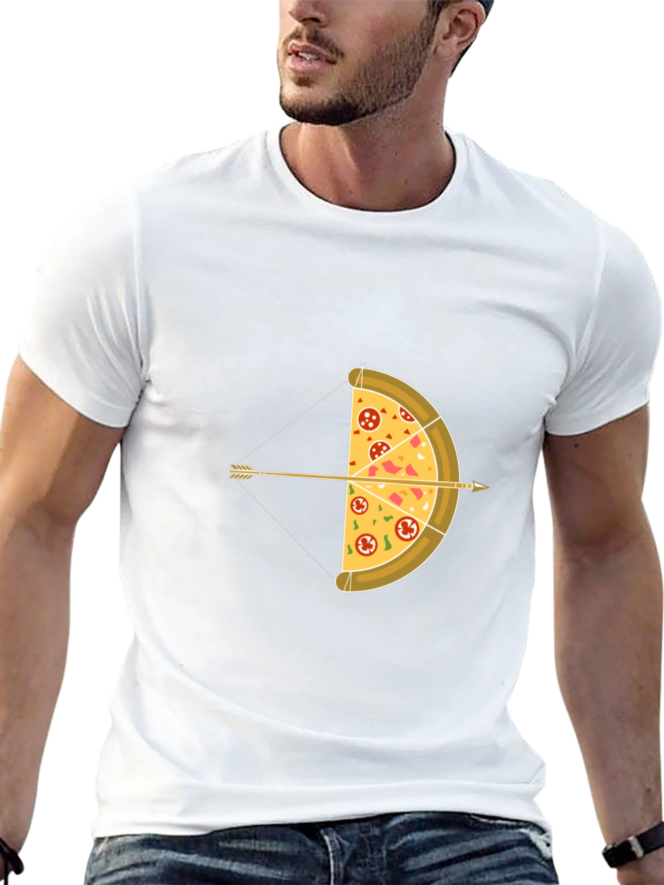 Pizza Archer T-Shirt - Novelty Bow and Arrow Tee