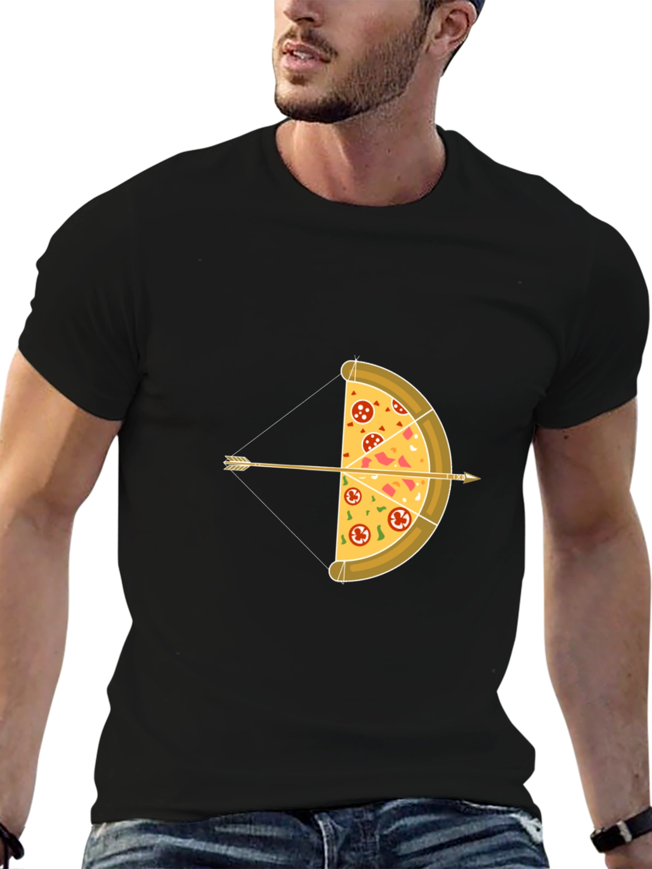 Pizza Archer T-Shirt - Novelty Bow and Arrow Tee