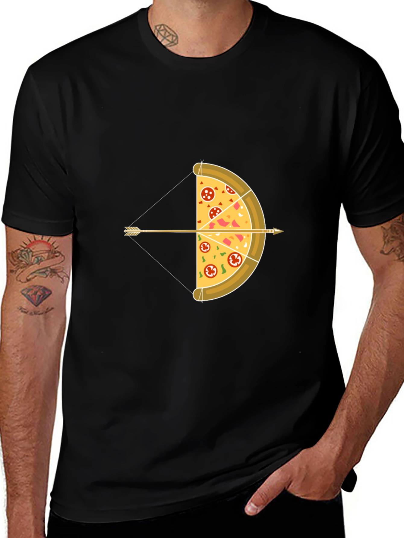 Pizza Archer T-Shirt - Novelty Bow and Arrow Tee