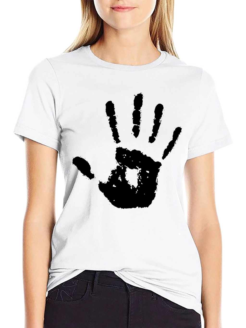 Hand Print Graphic T-Shirt - Black