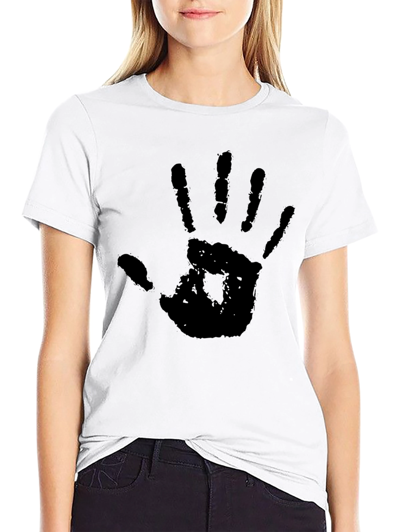 Hand Print Graphic T-Shirt - Black