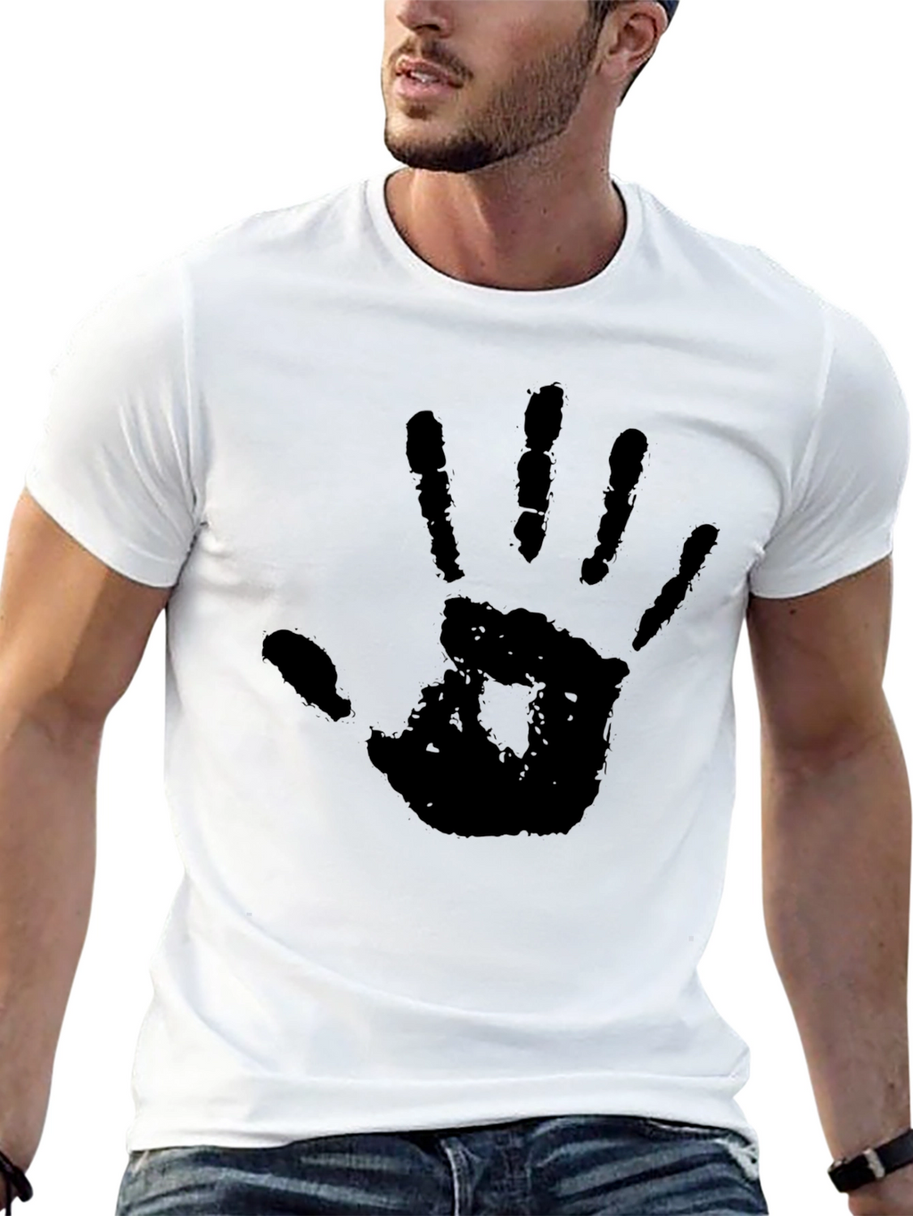 Hand Print Graphic T-Shirt - Black