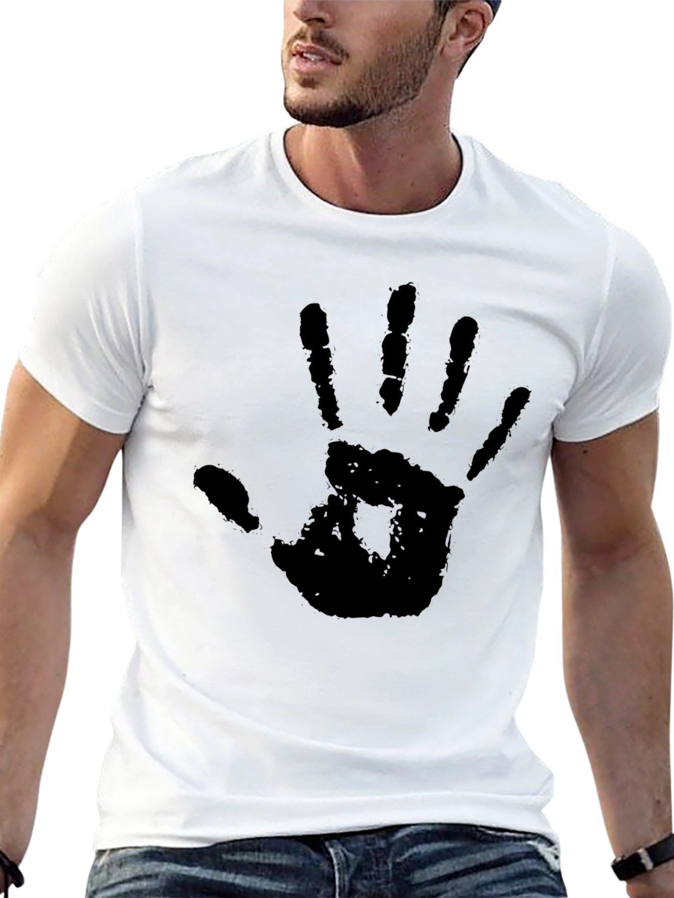 Hand Print Graphic T-Shirt - Black