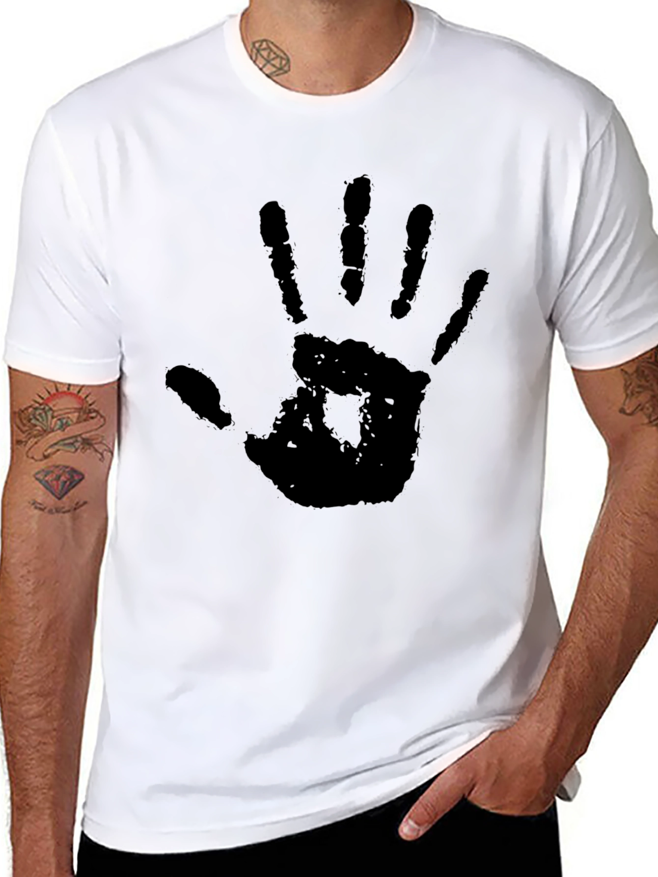 Hand Print Graphic T-Shirt - Black
