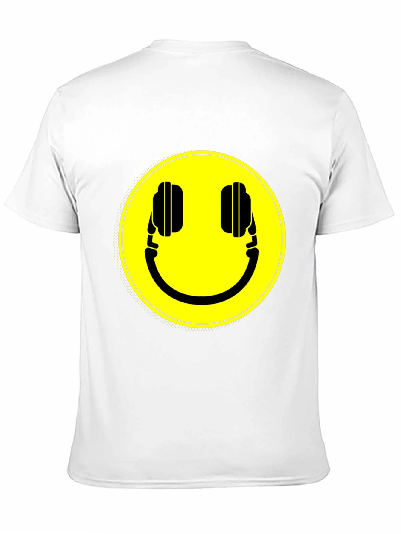 Smiley Headphone Graphic T-Shirt - Casual Black Tee