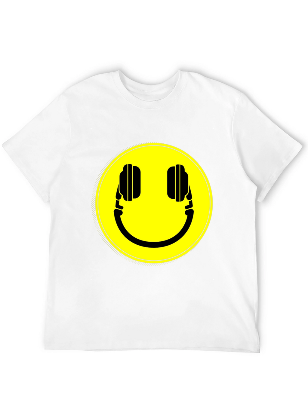 Smiley Headphone Graphic T-Shirt - Casual Black Tee