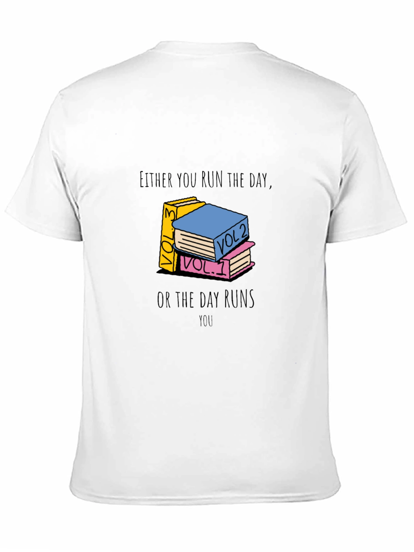 Motivational Book Stack Graphic Tee - Run The Day