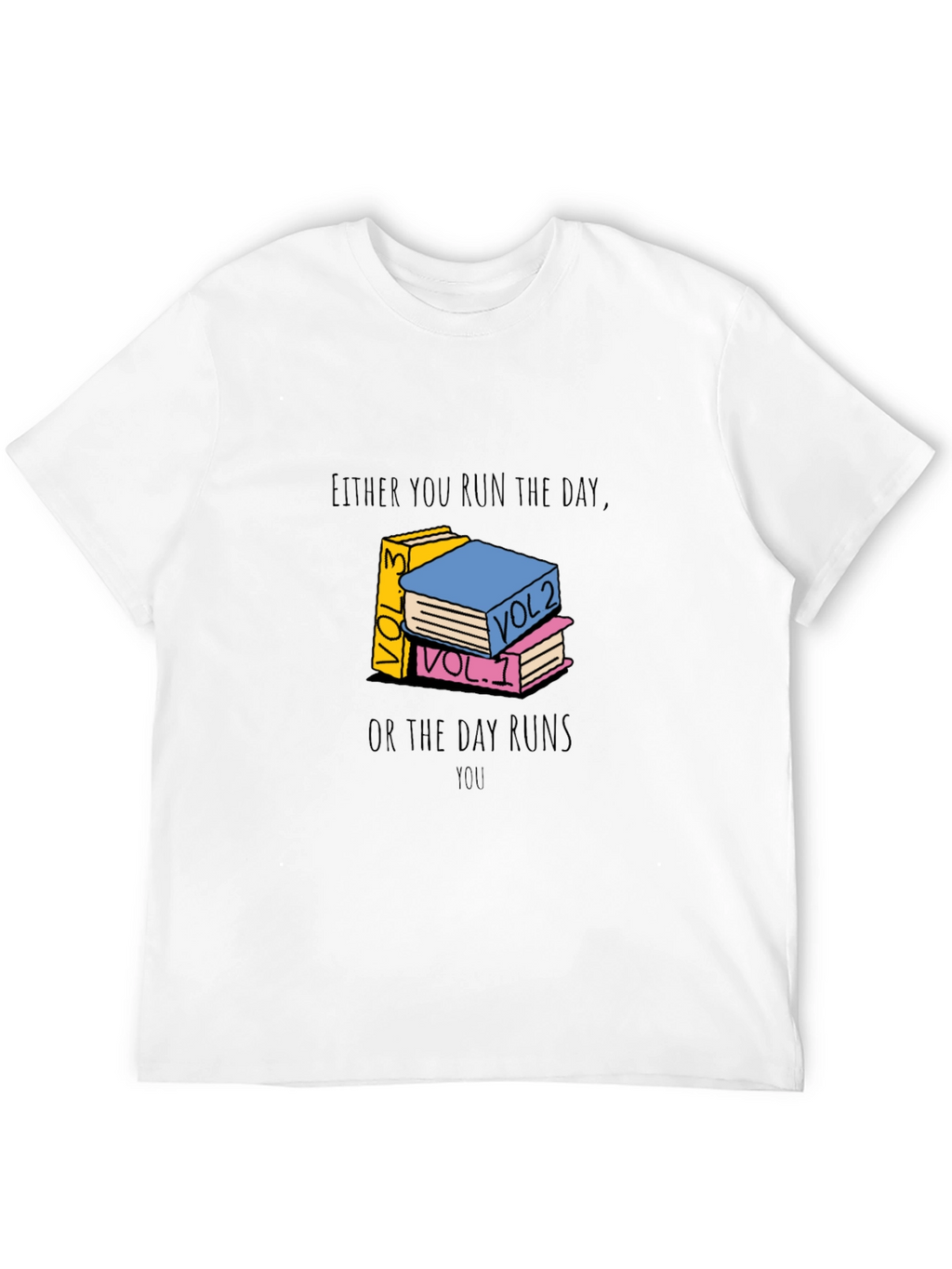 Motivational Book Stack Graphic Tee - Run The Day