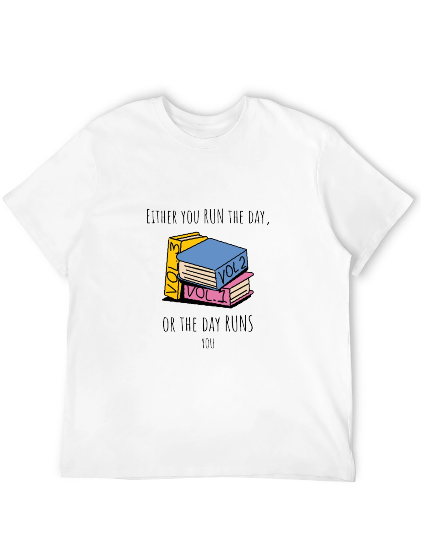 Motivational Book Stack Graphic Tee - Run The Day