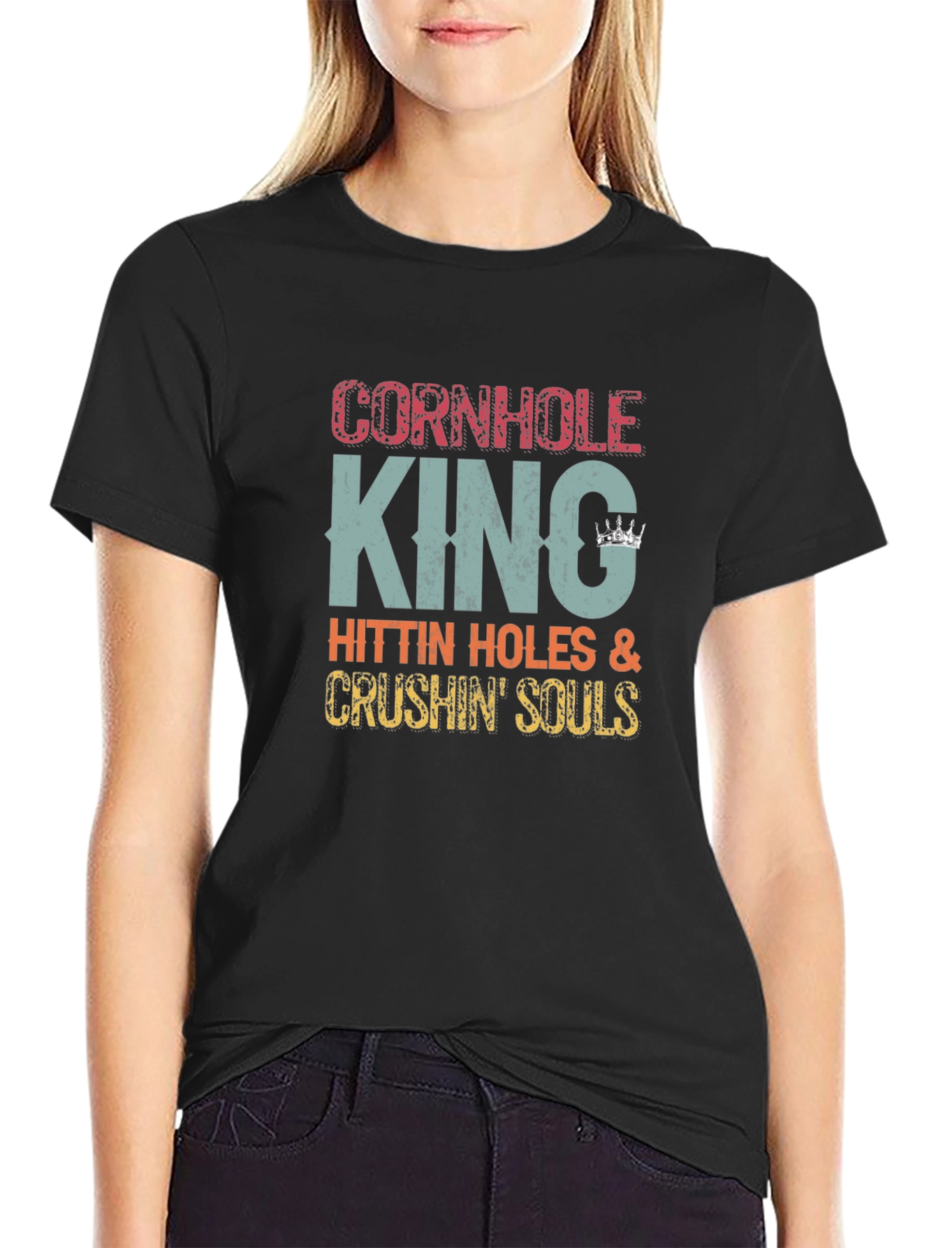 Cornhole King Graphic T-Shirt - Hitting Holes & Crushing Souls