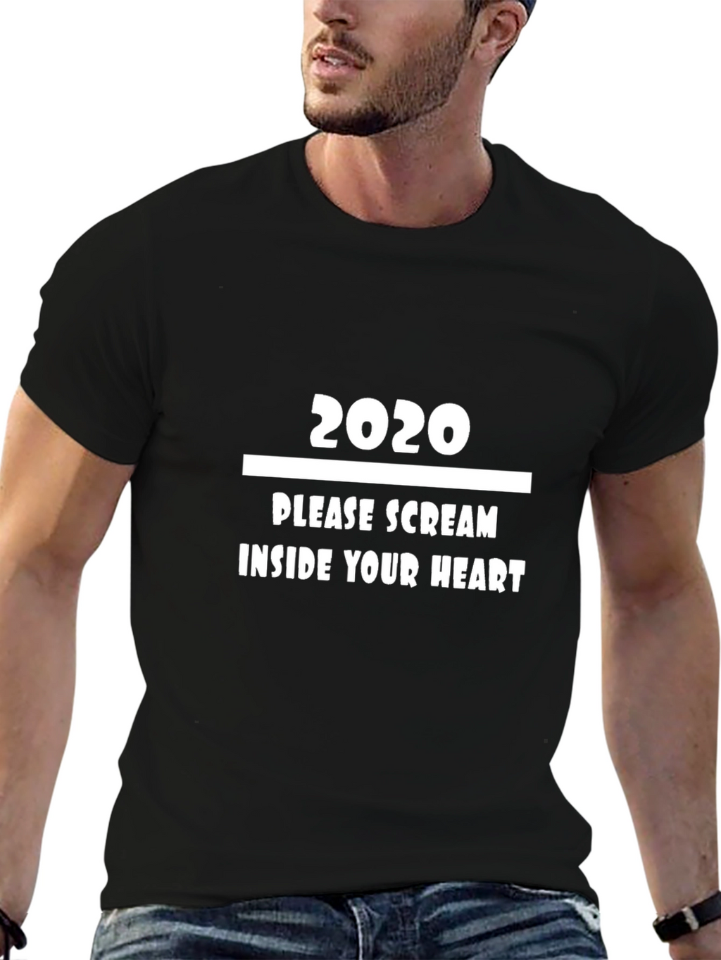 2020 Please Scream Inside Your Heart Black Tee