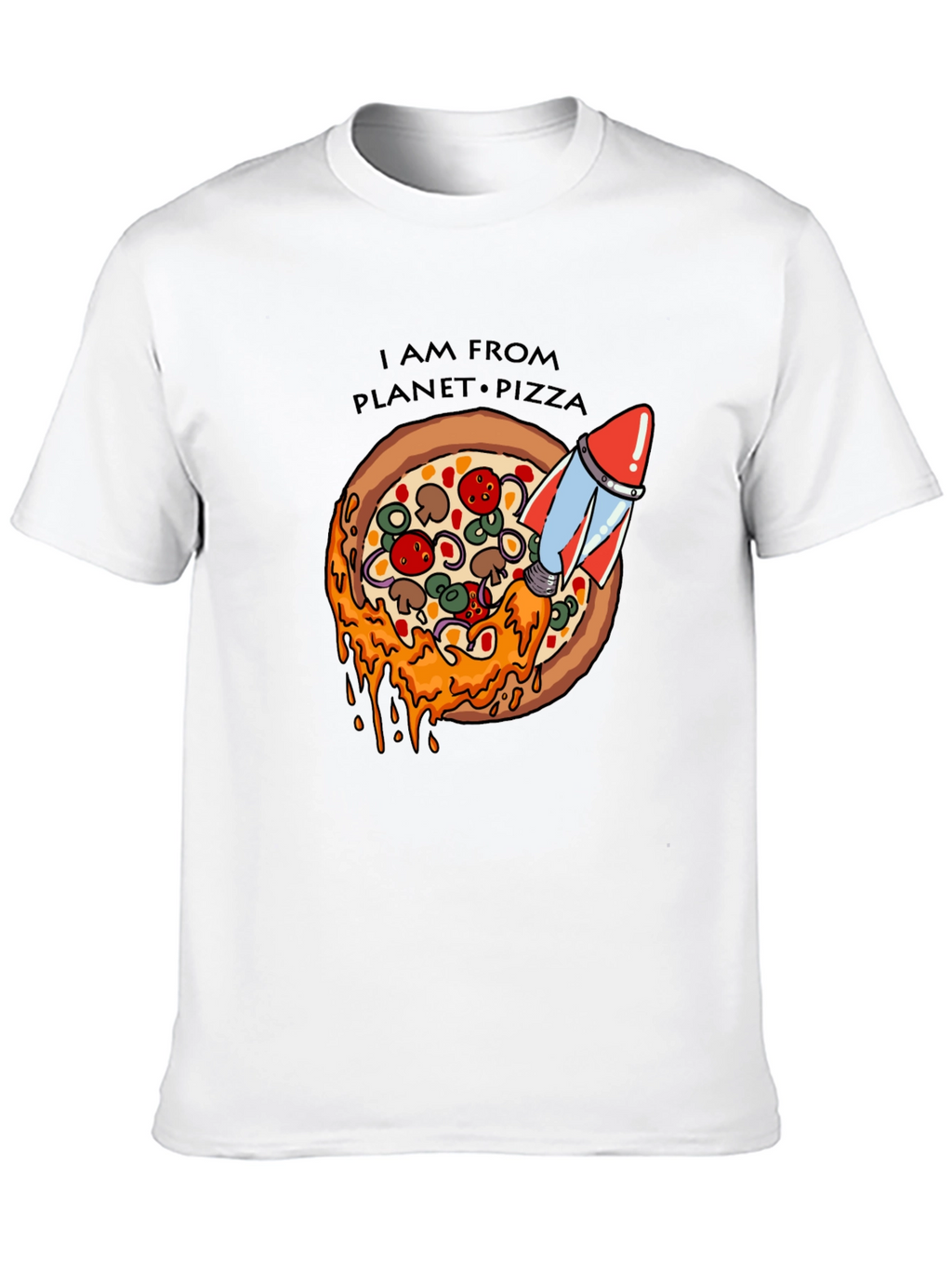 Planet Pizza T-Shirt - Rocket Launch Design