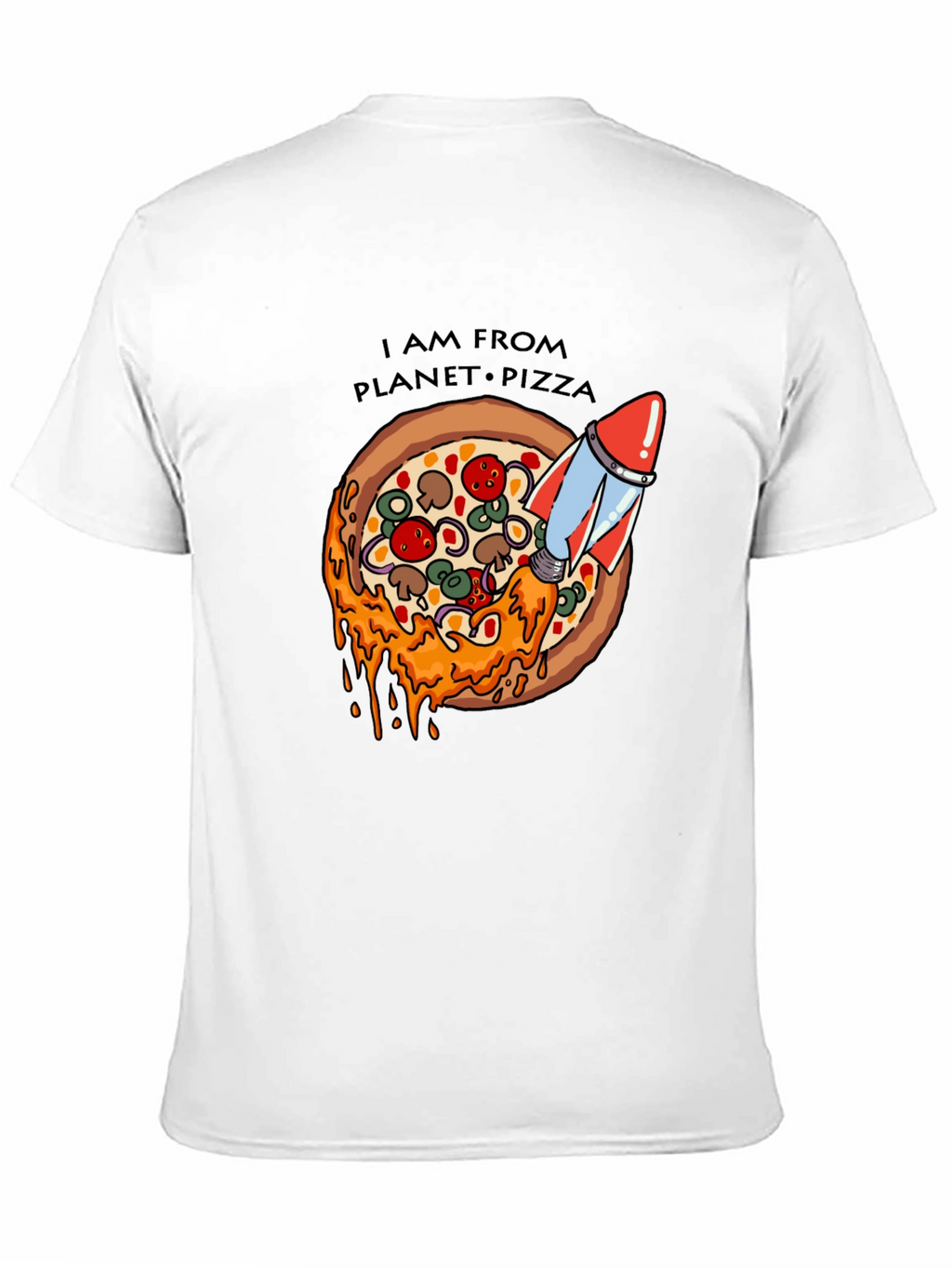 Planet Pizza T-Shirt - Rocket Launch Design