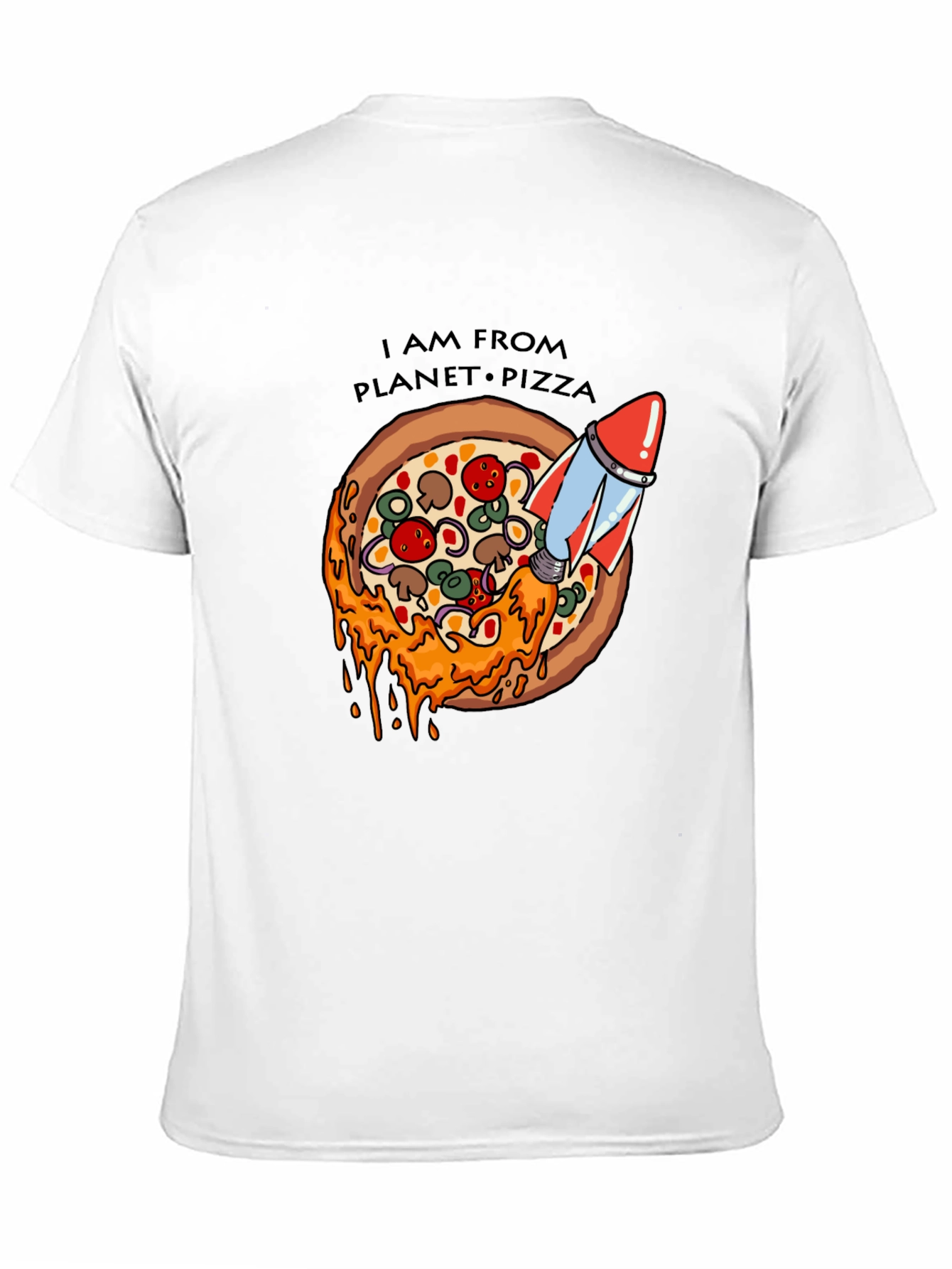 Planet Pizza T-Shirt - Rocket Launch Design