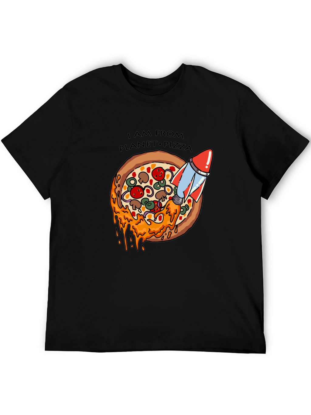 Planet Pizza T-Shirt - Rocket Launch Design