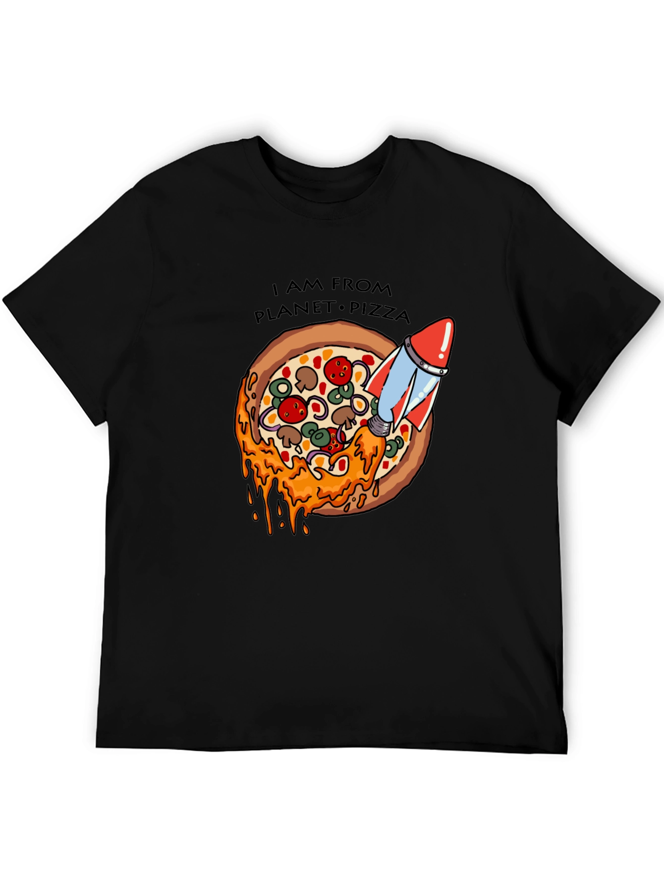 Planet Pizza T-Shirt - Rocket Launch Design
