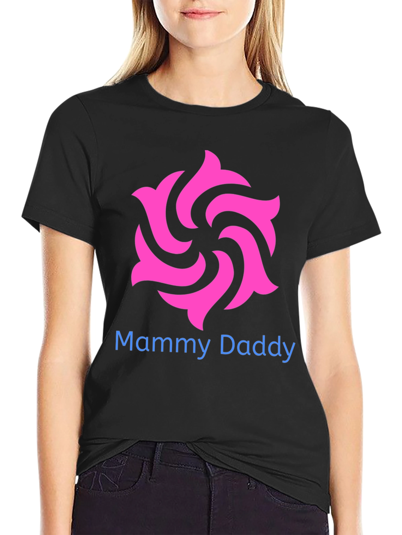 Mammy Daddy Graphic Tee -  Cool Design Black T-Shirt