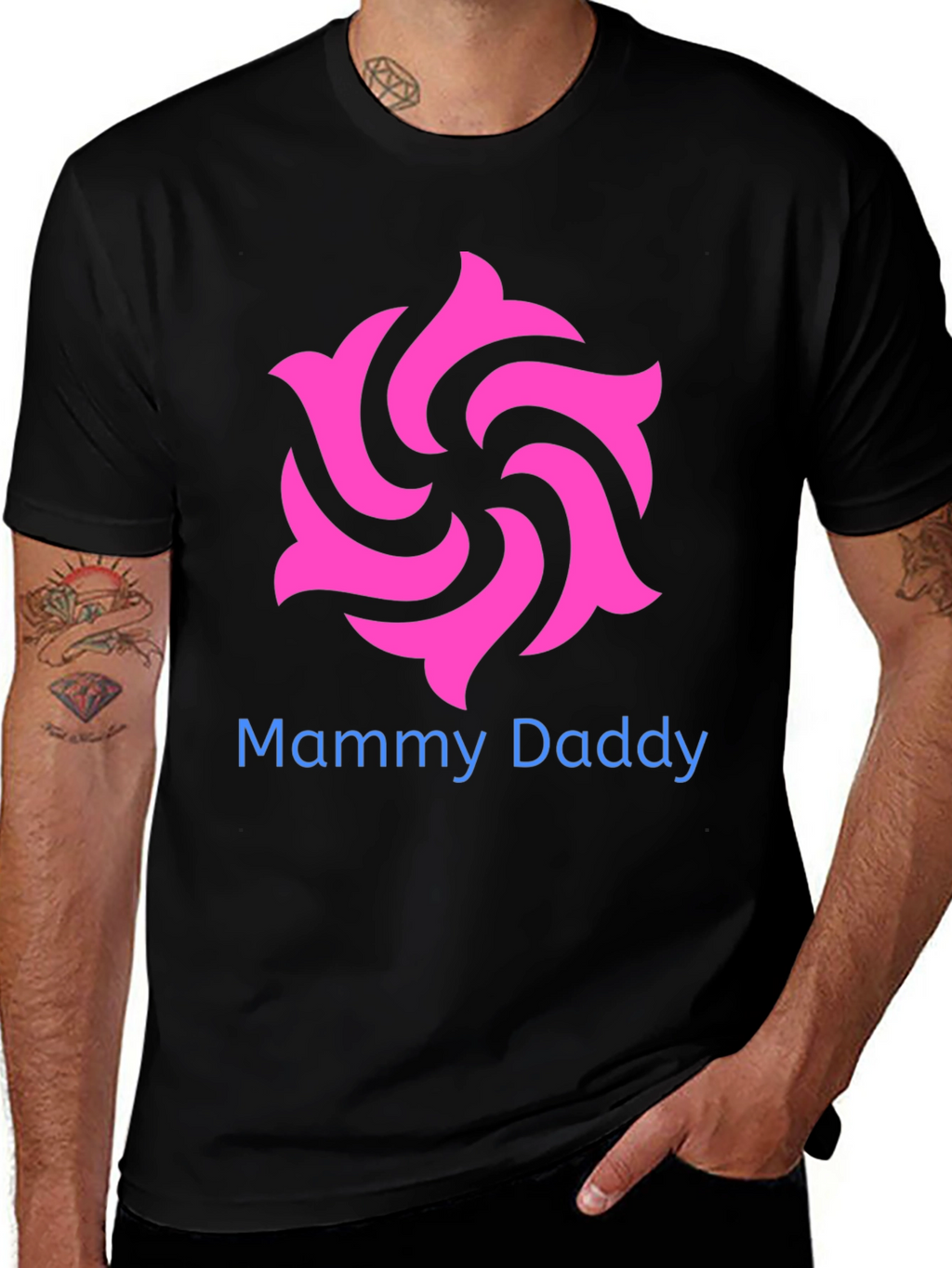 Mammy Daddy Graphic Tee -  Cool Design Black T-Shirt