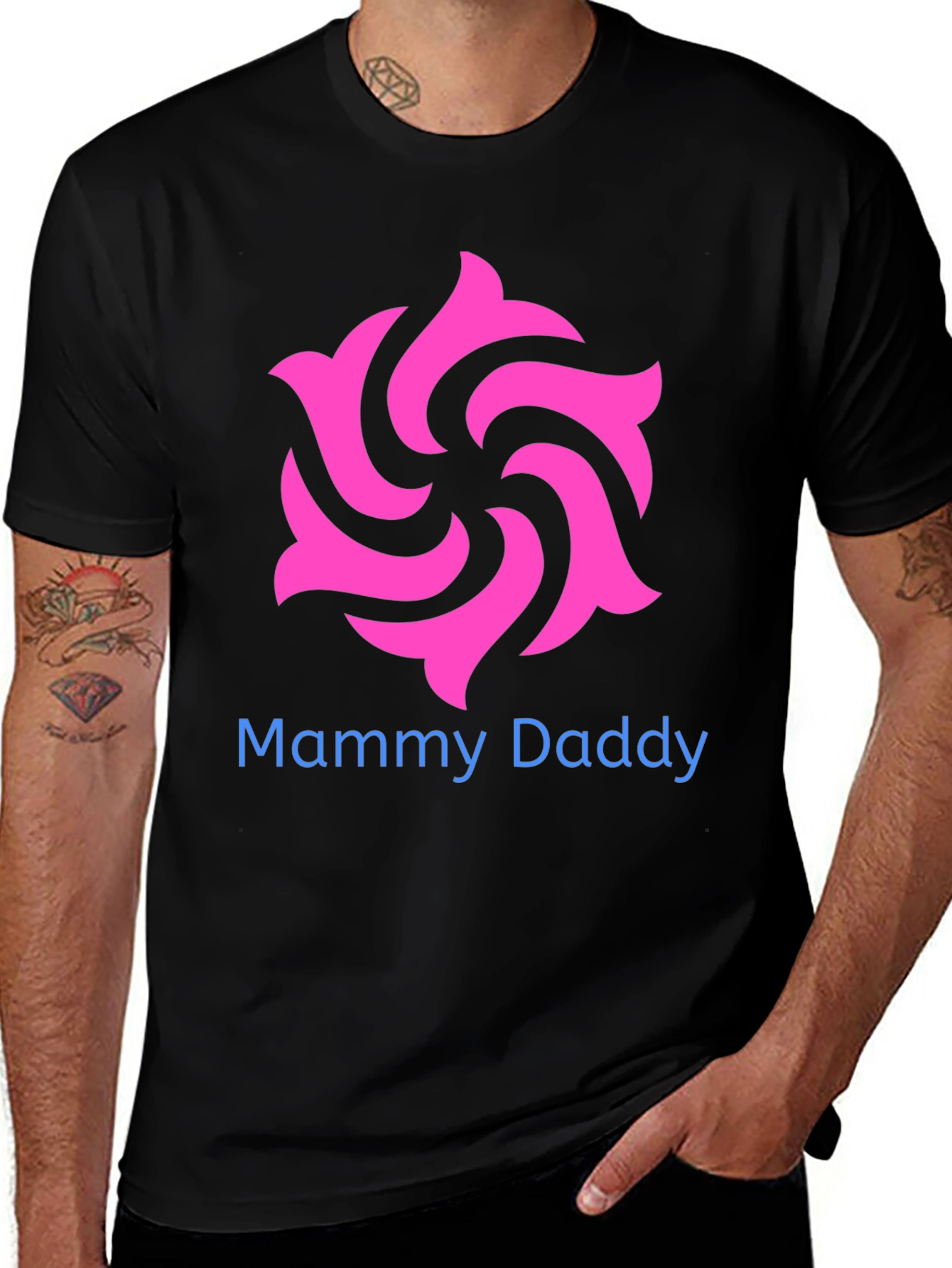 Mammy Daddy Graphic Tee -  Cool Design Black T-Shirt