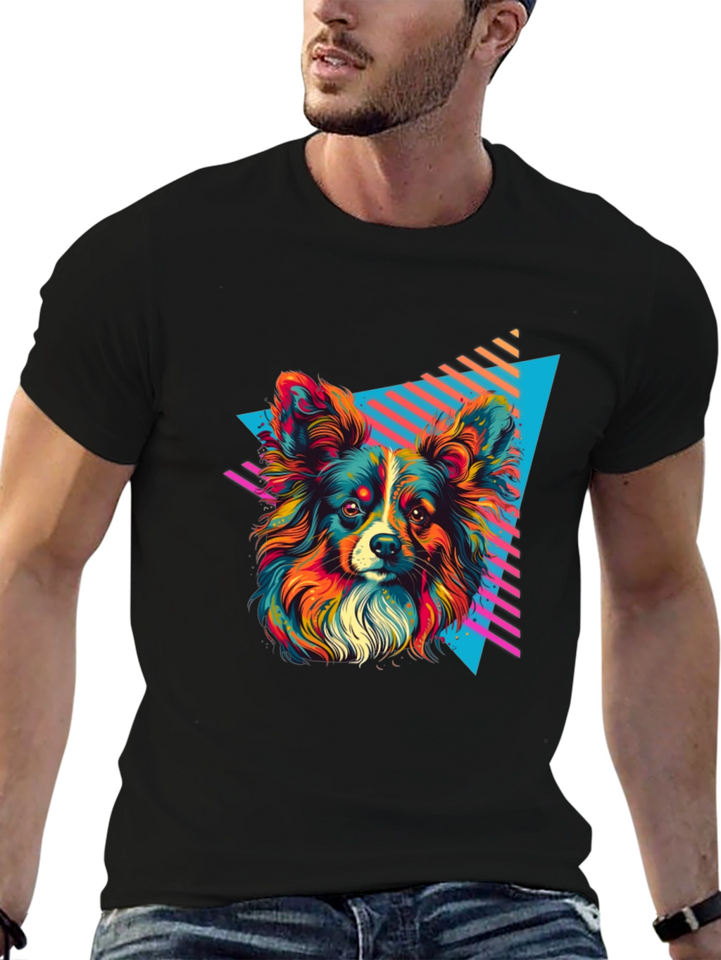 Retro Dog Graphic Tee - Vivid 80s Style