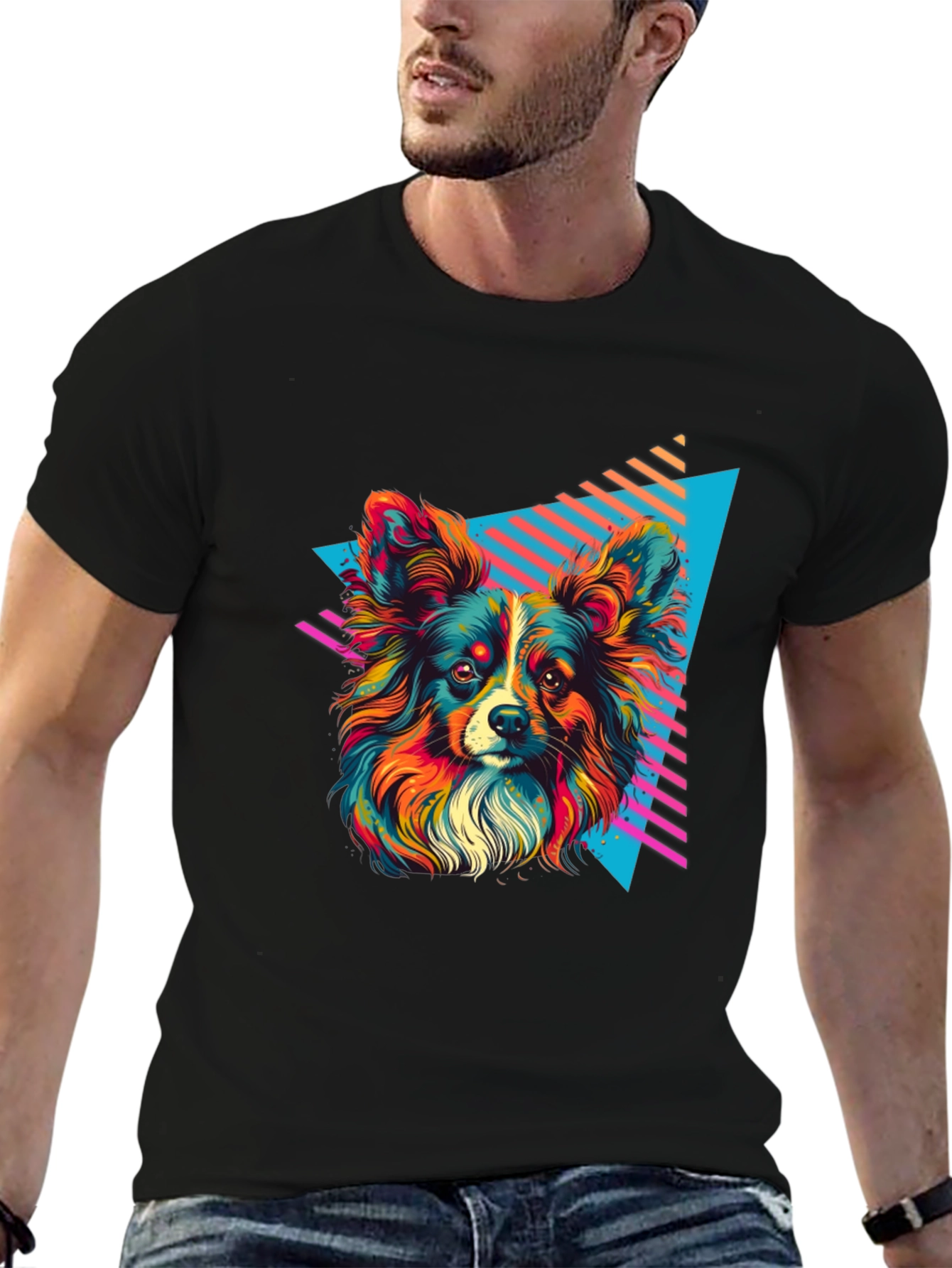 Retro Dog Graphic Tee - Vivid 80s Style