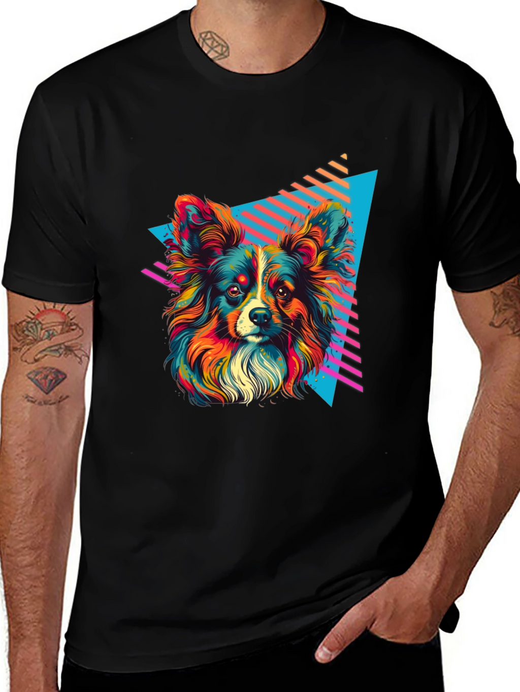 Retro Dog Graphic Tee - Vivid 80s Style