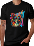 Retro Dog Graphic Tee - Vivid 80s Style