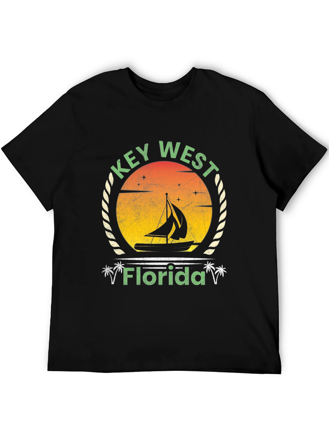 Key West Florida Graphic Tee - Retro Sailboat Design