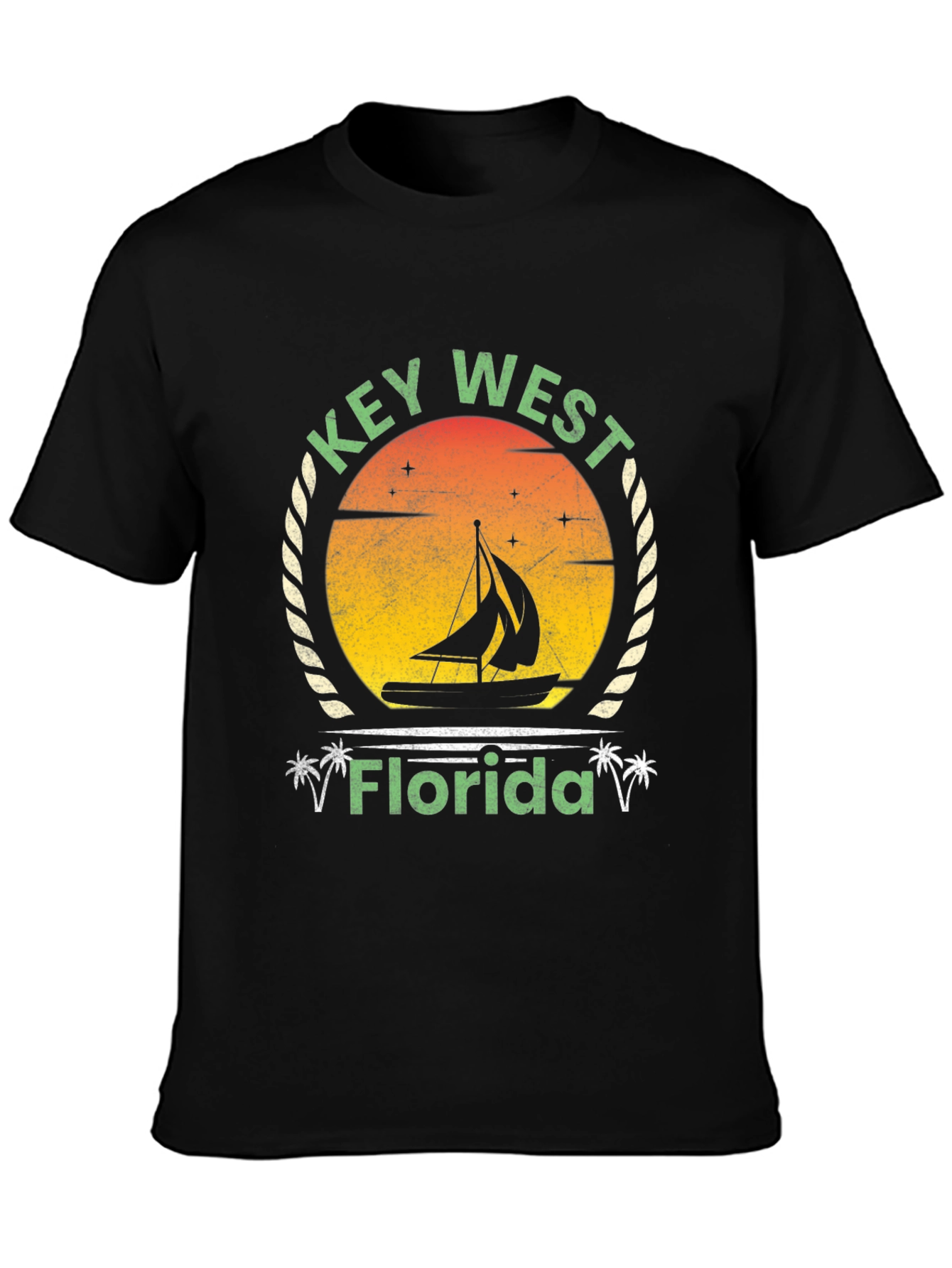 Key West Florida Graphic Tee - Retro Sailboat Design