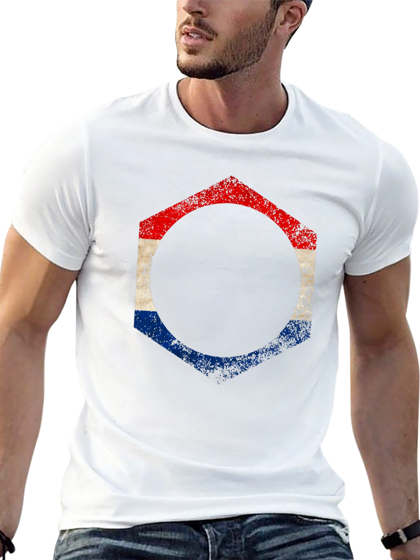Distressed Dutch Flag Hexagon T-Shirt