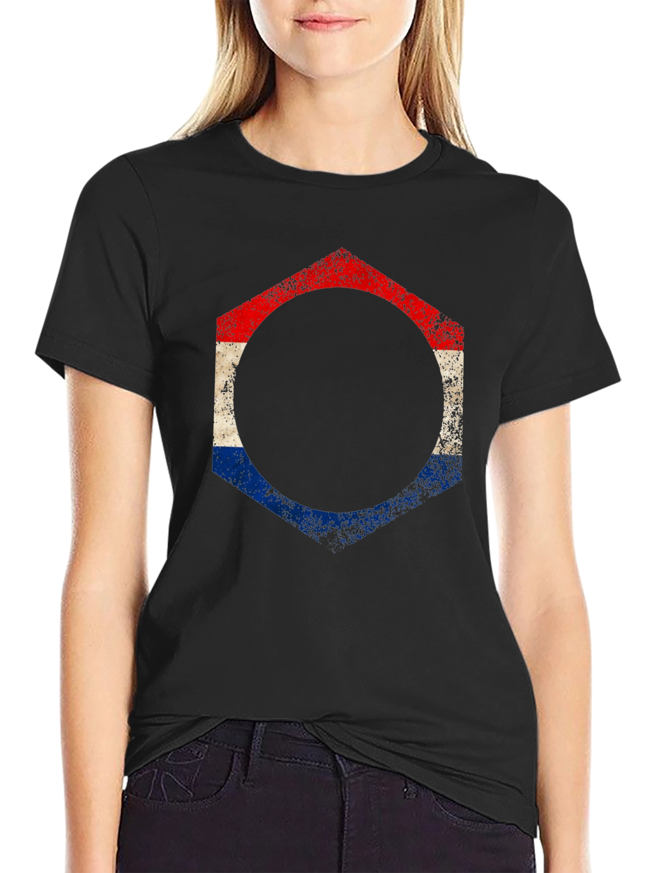 Distressed Dutch Flag Hexagon T-Shirt