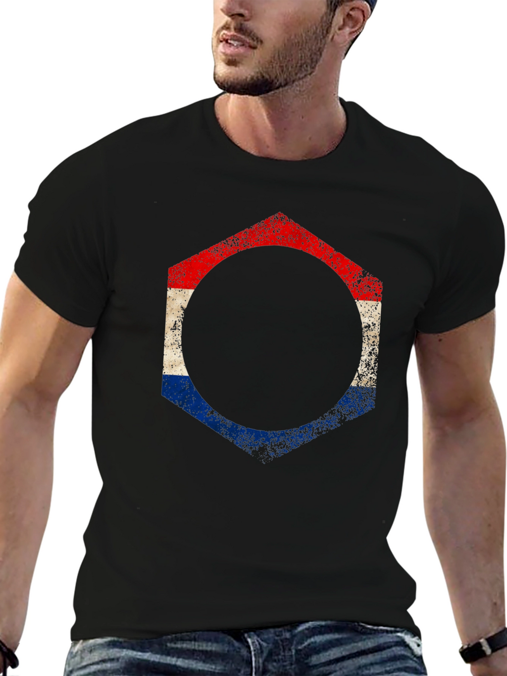 Distressed Dutch Flag Hexagon T-Shirt