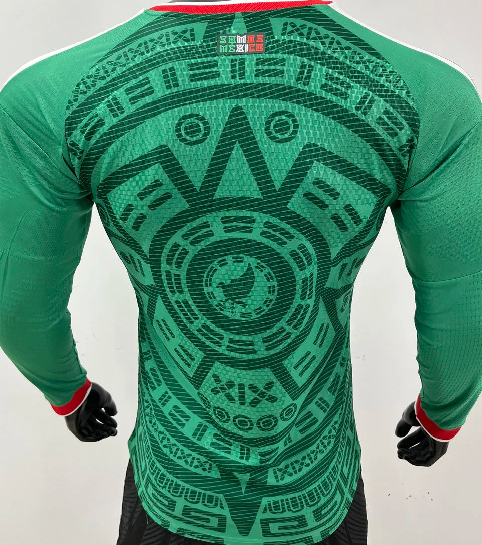 2026/27 Mexico Home Green Player Version Long Sleeve Soccer Jersey Back