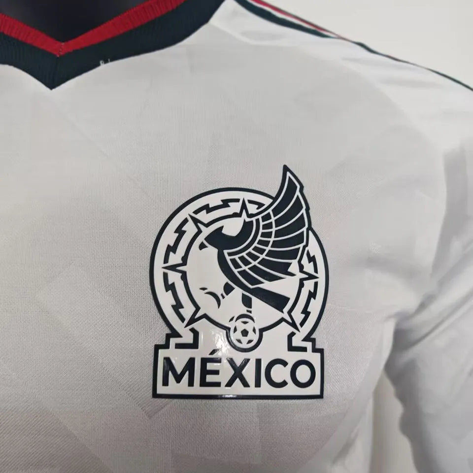 2026/27 Mexico Away White Player Version Long Sleeve Soccer Jersey Detail 2