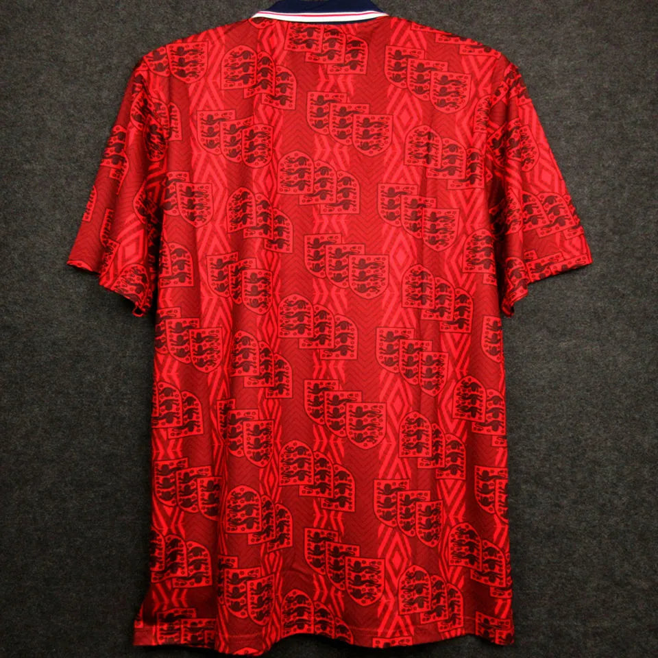 1994 England Away Red Retro Soccer Jersey Detail 3