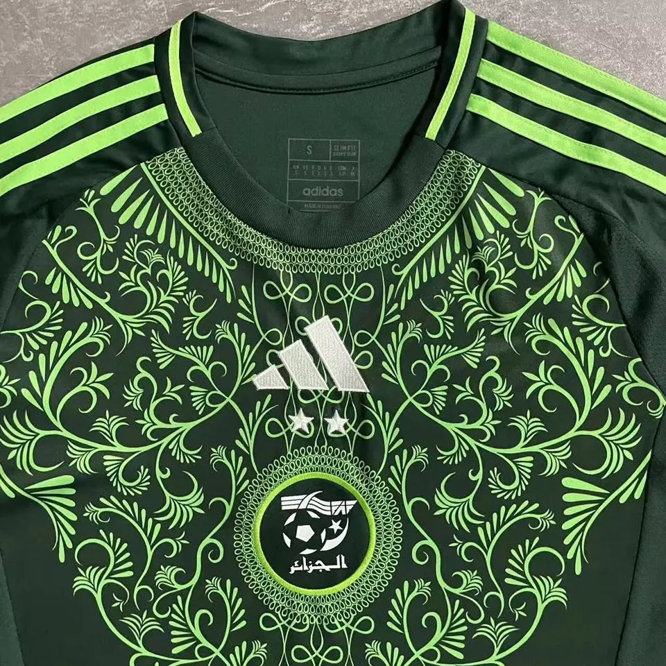 2025 Algeria Away Green Fans Soccer Jersey 有两星 Detail 1