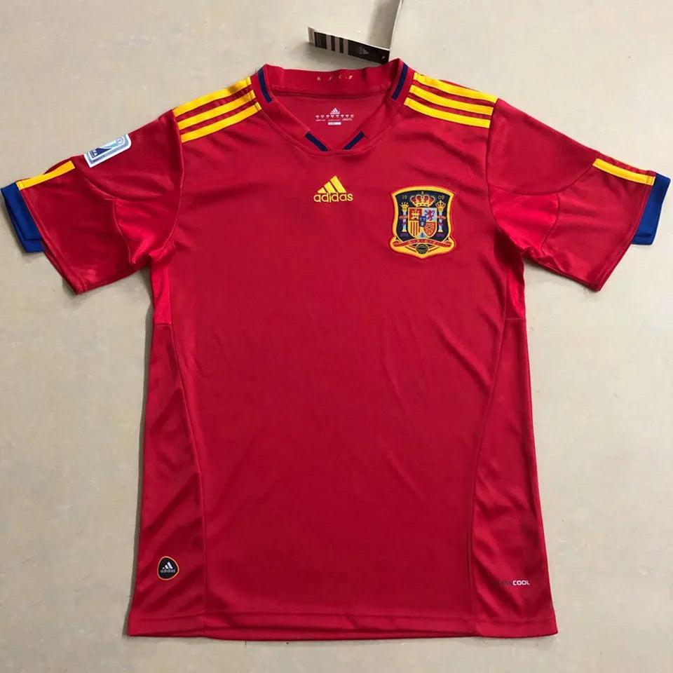 2010 Spain Home Red Retro Soccer Jersey Front