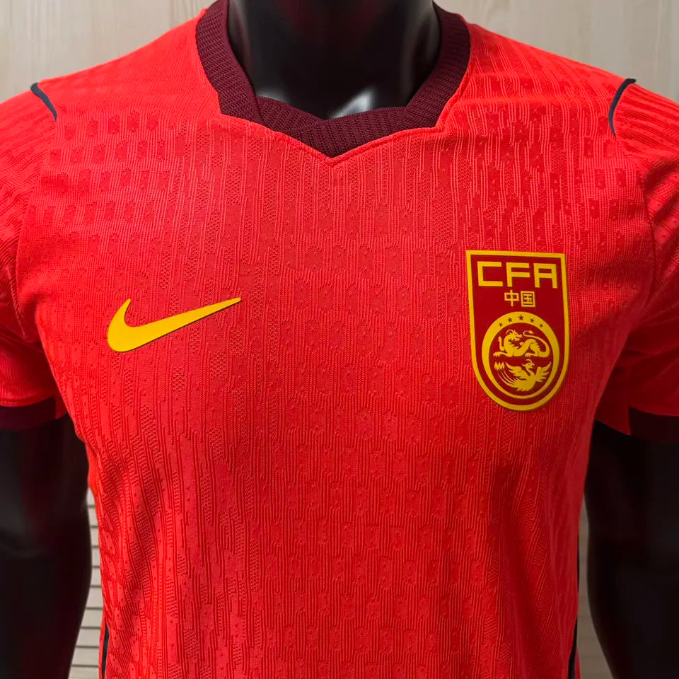 2026/27 China Home Red Player Version Soccer Jersey Detail 1