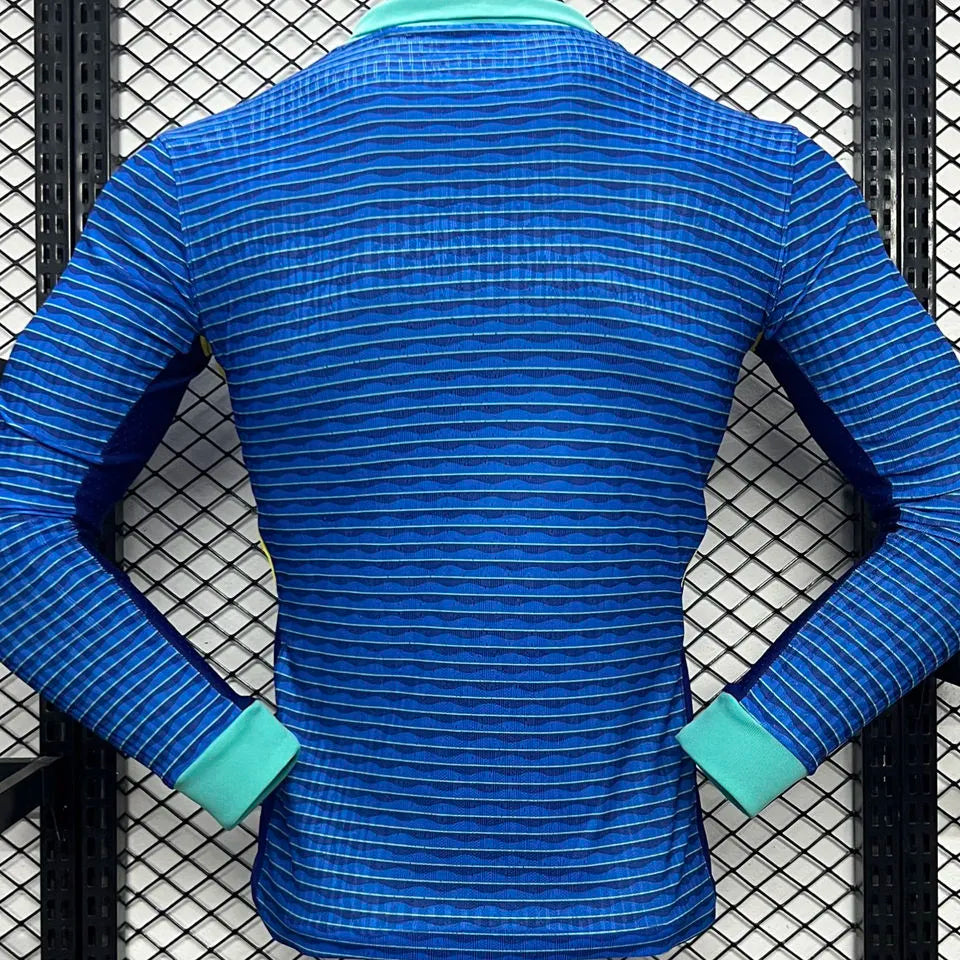 2024/25 Brazil Away Blue Player Version Long Sleeve Jersey Back
