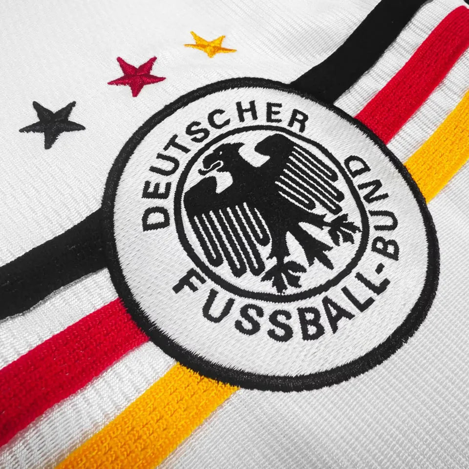 1998 Germany Home White Retro Soccer Jersey Detail 2
