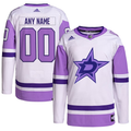 Men's Dallas Stars White/Purple Hockey Fights Cancer Primegreen Authentic Custom Jerseys