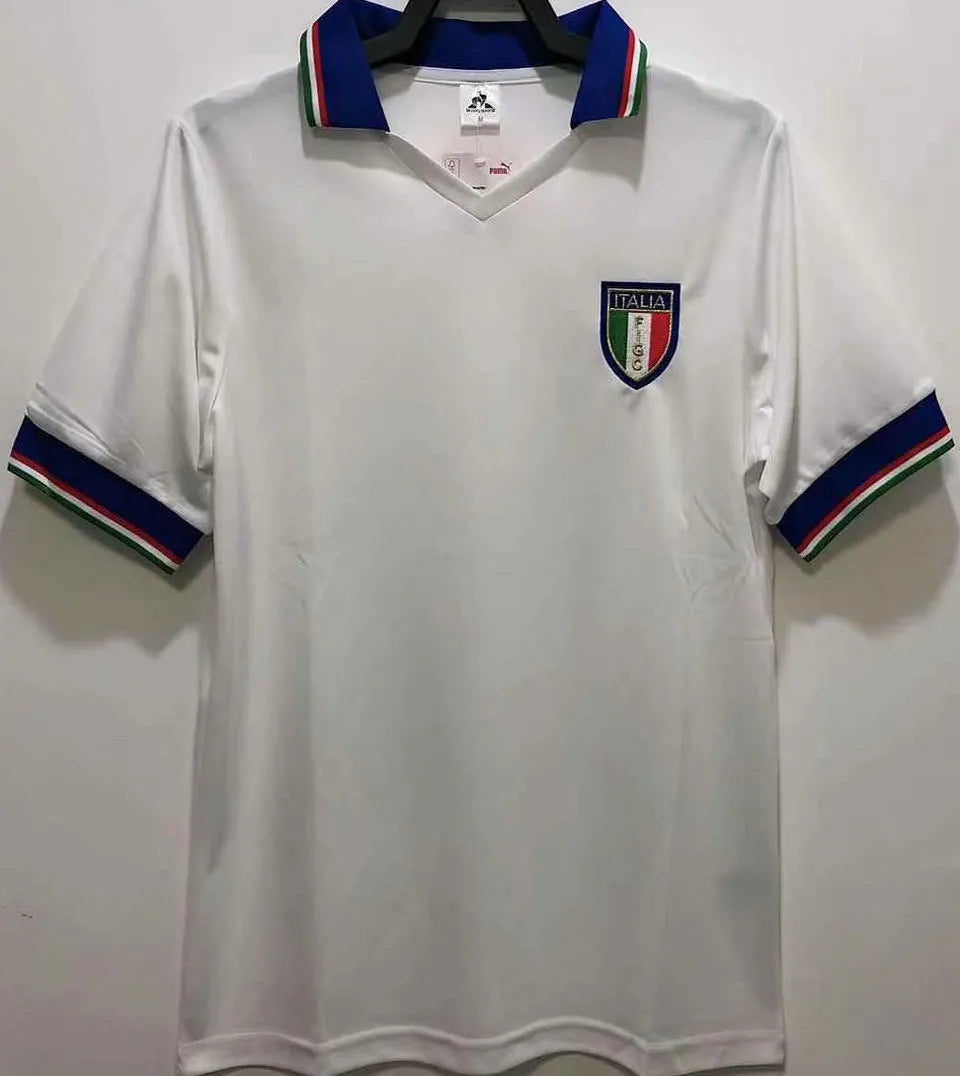 1982 Italy Away White Retro Soccer Jersey Front